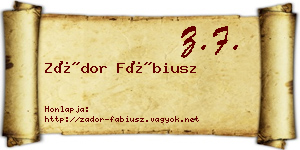 Zádor Fábiusz névjegykártya